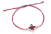 Makramee Armband aubergine red mit Natursteinperle und silberfarbenem Kreuz als Geschenk für Damen