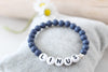 Armband mit Name aus Perlen in Blautönen als unisex Armband  für Mädchen und Jungen