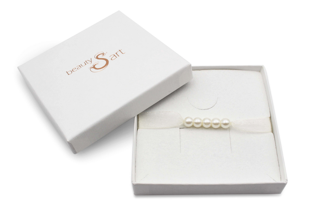 Haarband ivory creme 5 Perlen 6mm in Schmuckschachtel, perfekt als Geschenk