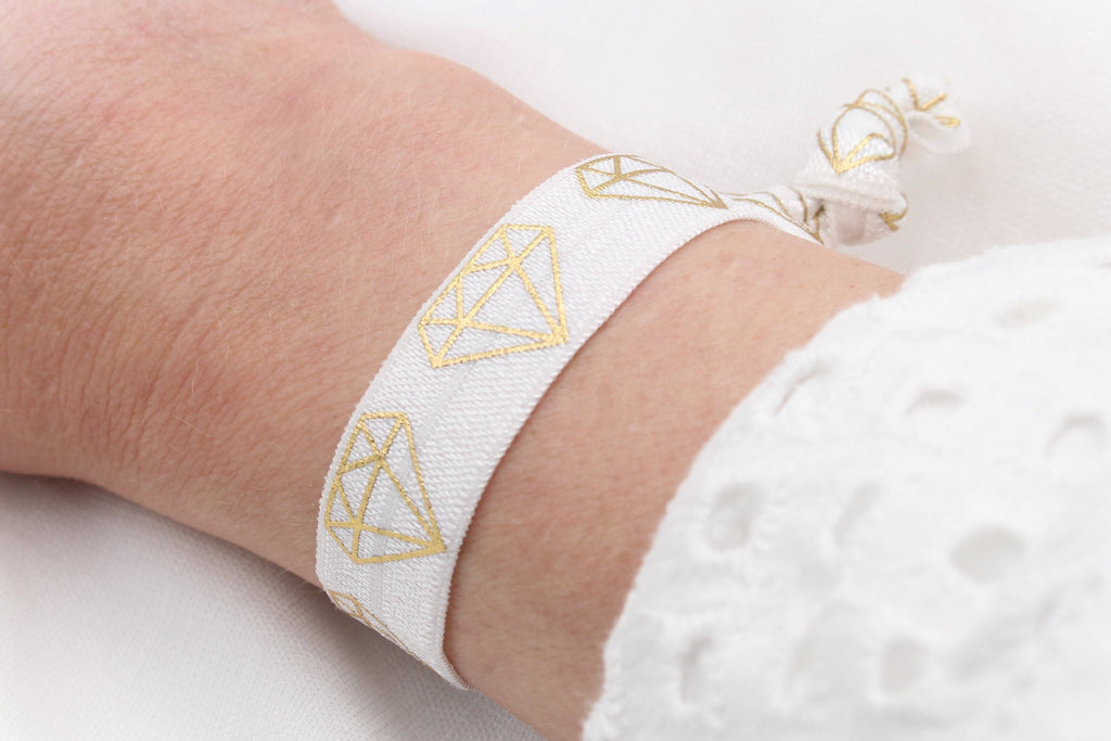 elastisches Armband weiß mit gold für Trauzeugin 