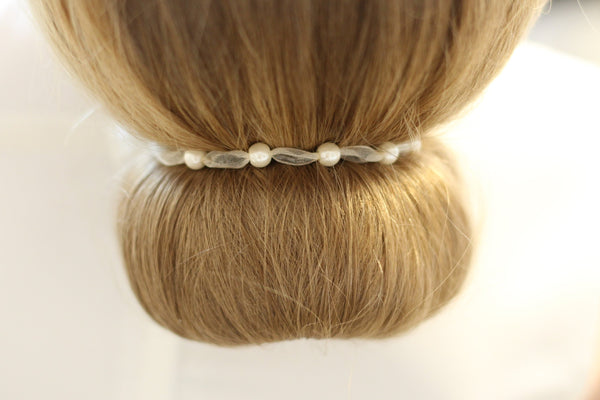 Haarband weiß 5 Perlen 6mm Haarschmuck 