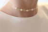 Halskette ivory creme 5 Perlen 6mm Halsband, Kommunion Geschenk Mädchen