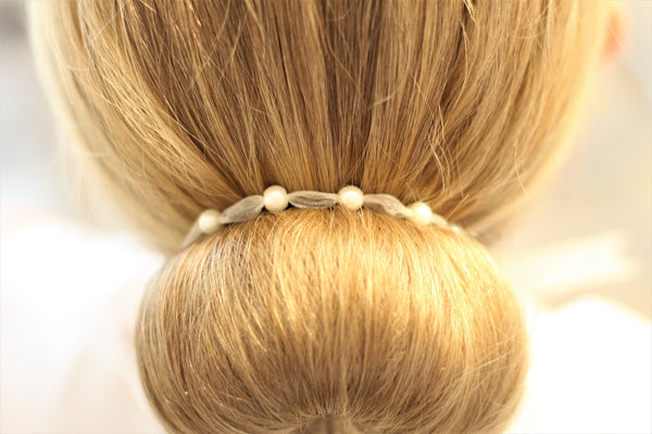 Haarband ivory creme 5 Perlen 6mm Haarschmuck 