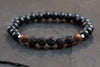 Holz Perlen Armband Herren in schwarz und braun mit silberfarbigen Details