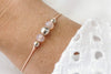 Armband 3 Perlen 925 Silber pfirsich, Makramee, minimalistisch, Freundschaftsband, edel, filigran,