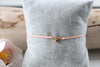 Filigranes Armband Herz Anhänger 4 Perlen Farbe rosegold, geflochtener Makrameeverschluß, Makramee Band Farbwahl