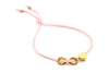 Makrameearmband Infinity Herz in rosa mit goldfarben