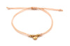 Filigranes Armband Herz Anhänger 4 Perlen Farbe rosegold, geflochtener Makrameeverschluß, Makramee Band Farbwahl