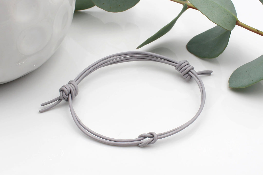 Lederarmband hell grau Damen 1 mm Infinity Knoten, Unendlichkeitszeichen, Leder viele Farben erhältlich, Infinity Armband