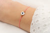 Herzarmband, Armkette mit weiß schwarzem Acryl Herz und rosegoldfarbenen Perlen