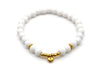 Perlenarmband weiß mit gold farbenem Herz Anhänger, Armband Damen, Geschenk, Herzarmband
